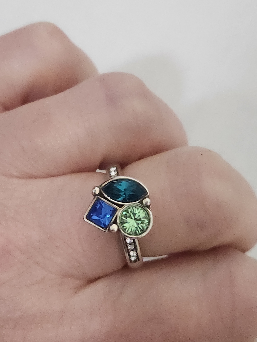 Brighton Bermuda Swarovski Crystal & Silver Cluster Ring- Extremely Rare Size 7 - Picture 2 of 7